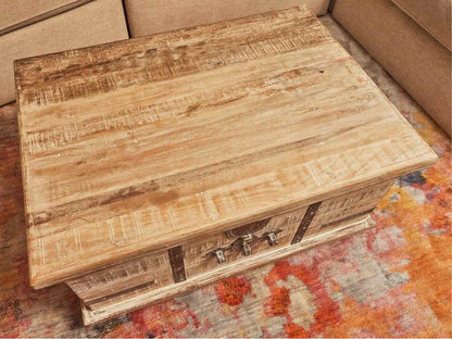 Distressed Rustic White Finish Lift Top Cocktail Table