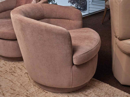 Pair of West Elm Milo Baughman Style 'Light Pink Shimmer' Swivel Modern Chairs