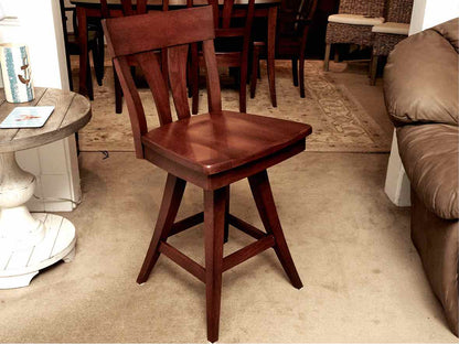 Pair Of Saloom Cherry  Swivel Counter Stools