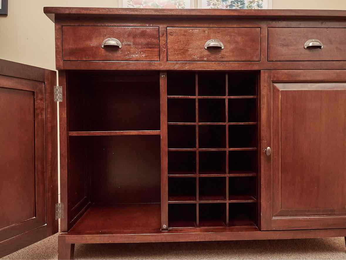 Boston Interiors Mahogany 3 Drawer & 2 Door Sideboard with Wine Bottle Rack