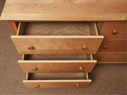 Maple 6 Drawer Dresser with Wood Knobs