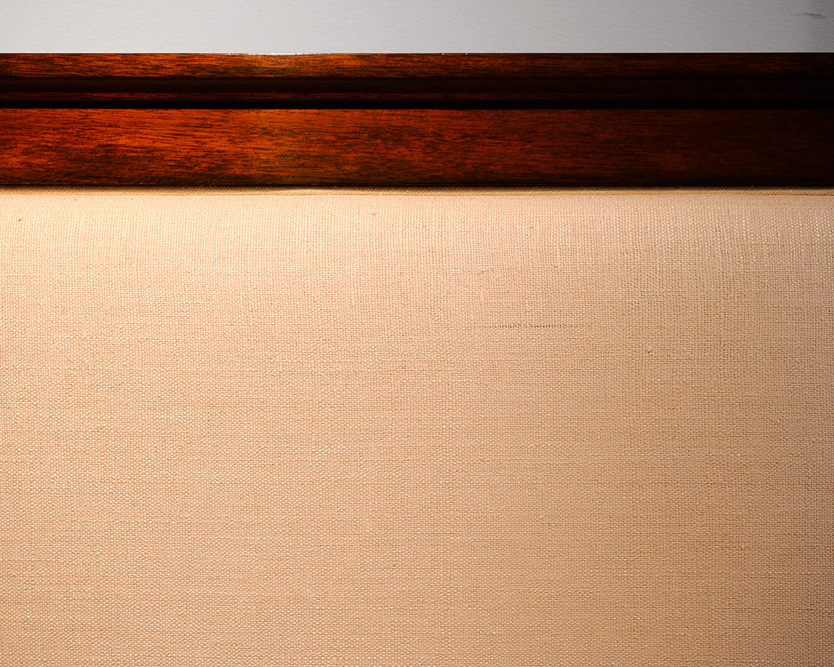 Four Post Cherry and Upholstered King Bed Frame