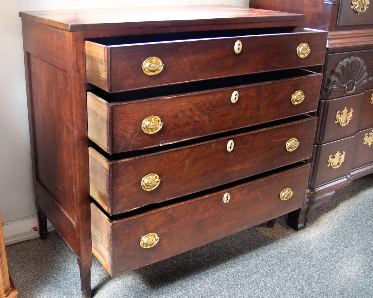Antique 4-Drawer Chest in Cherry with Mahogany Finish and Brass Pulls