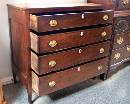 Antique 4-Drawer Chest in Cherry with Mahogany Finish and Brass Pulls
