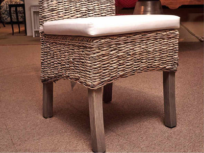 Set of 6 Whitewashed Banana Leaf Side Dining Chairs