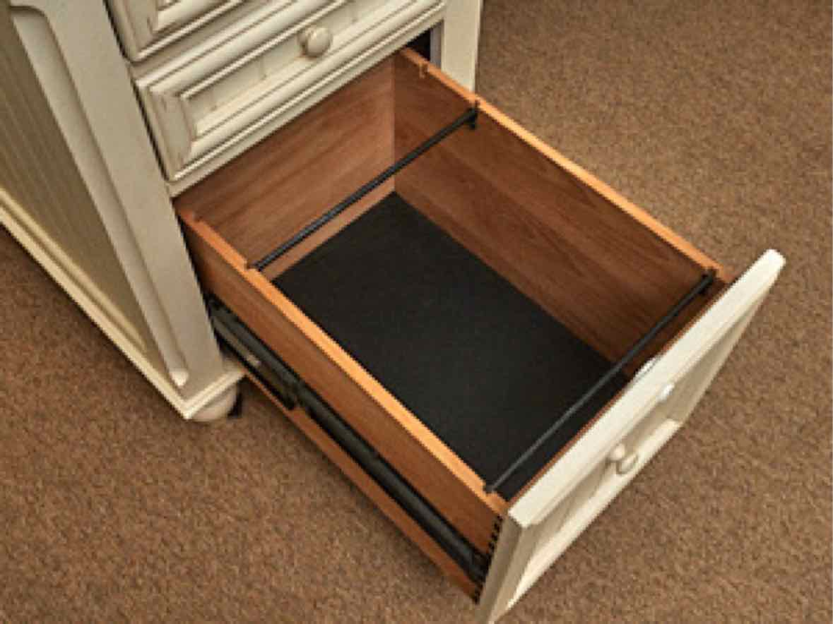 Cream Finish L Shaped Desk with Cherry Top