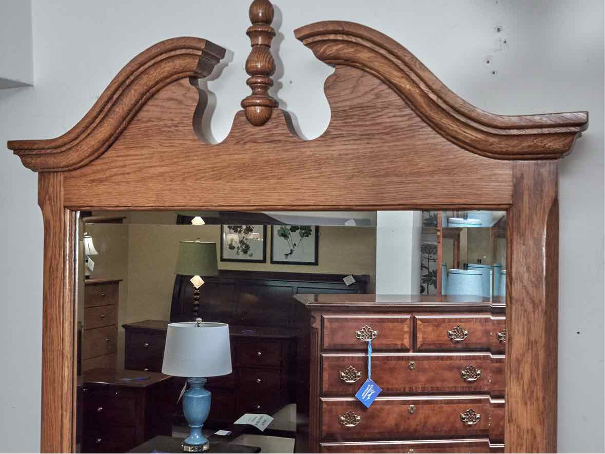 Jamestown Sterling Oak 7 Drawer Dresser with Pediment Mirror