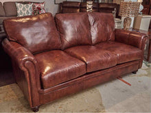 Bradington Young Saddle Brown Leather 3 Cushion  Sofa