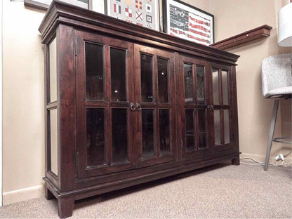 Espresso Finish 4 Window Pane Display Cabinet/Bookcase