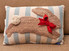 Striped Bunny Hooked Accent Pillow