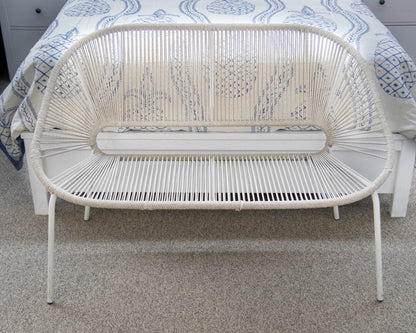 Mid-Century Modern Style Cord Wrapped Settee on Metal Frame