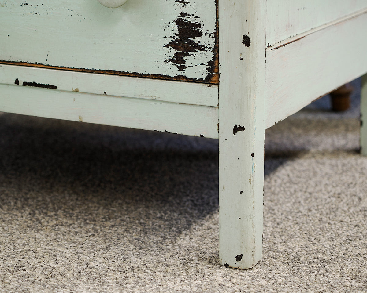 Tall Vintage Chest with Pivot Mirror in Rustic Mint Green