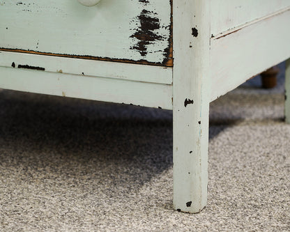 Tall Vintage Chest with Pivot Mirror in Rustic Mint Green