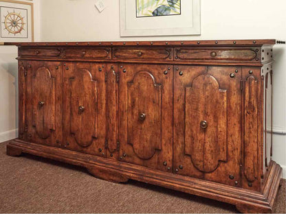 Alderwood Baroque Style 4 Drawer 4 Door with Ornate Carvings Server