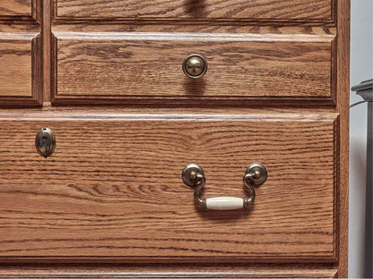 Jamestown Sterling Oak 7 Drawer Dresser with Pediment Mirror