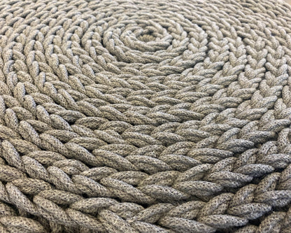 Round Ottoman W/ Grey Sweater Weave Cover