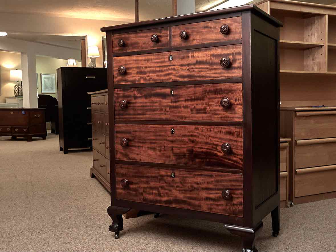 Paine Furniture Cherry 6 Drawer Carved Wooden Knobs  Chest