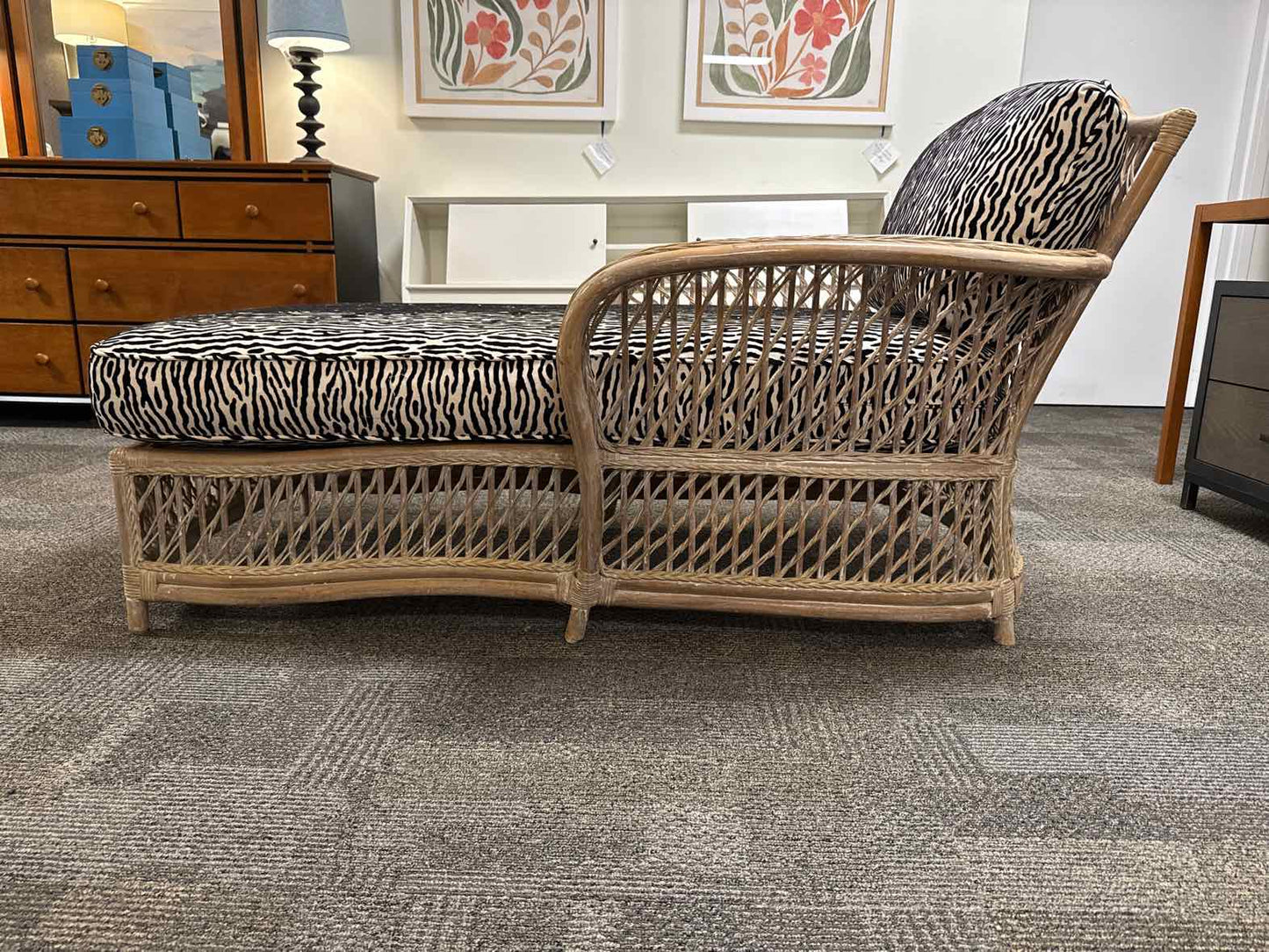 Wicker and Bamboo Chaise