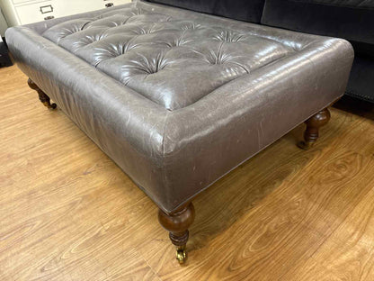 Stanford Leather Ottoman on Casters