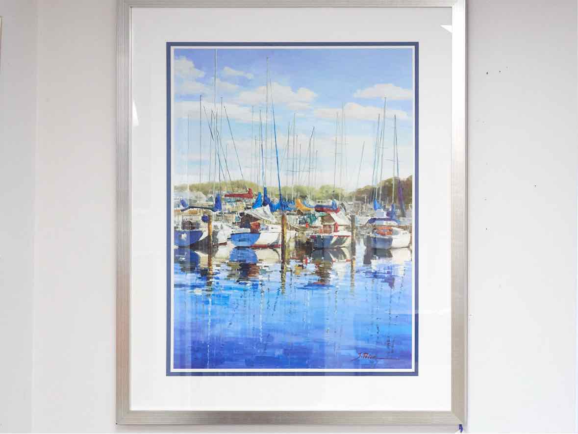 'At the Marina' Framed Print Under Glass