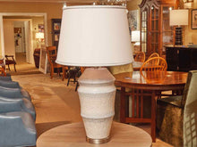 Bexium Blue Ceramic Table Lamp with Blue-Trimmed White Shade