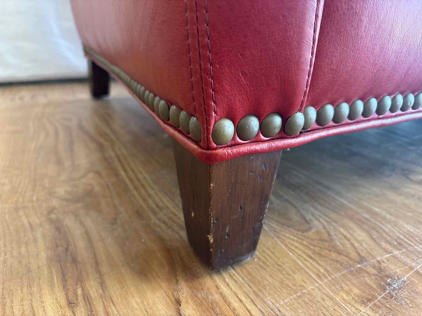 Lee Industries Red Leather Loveseat