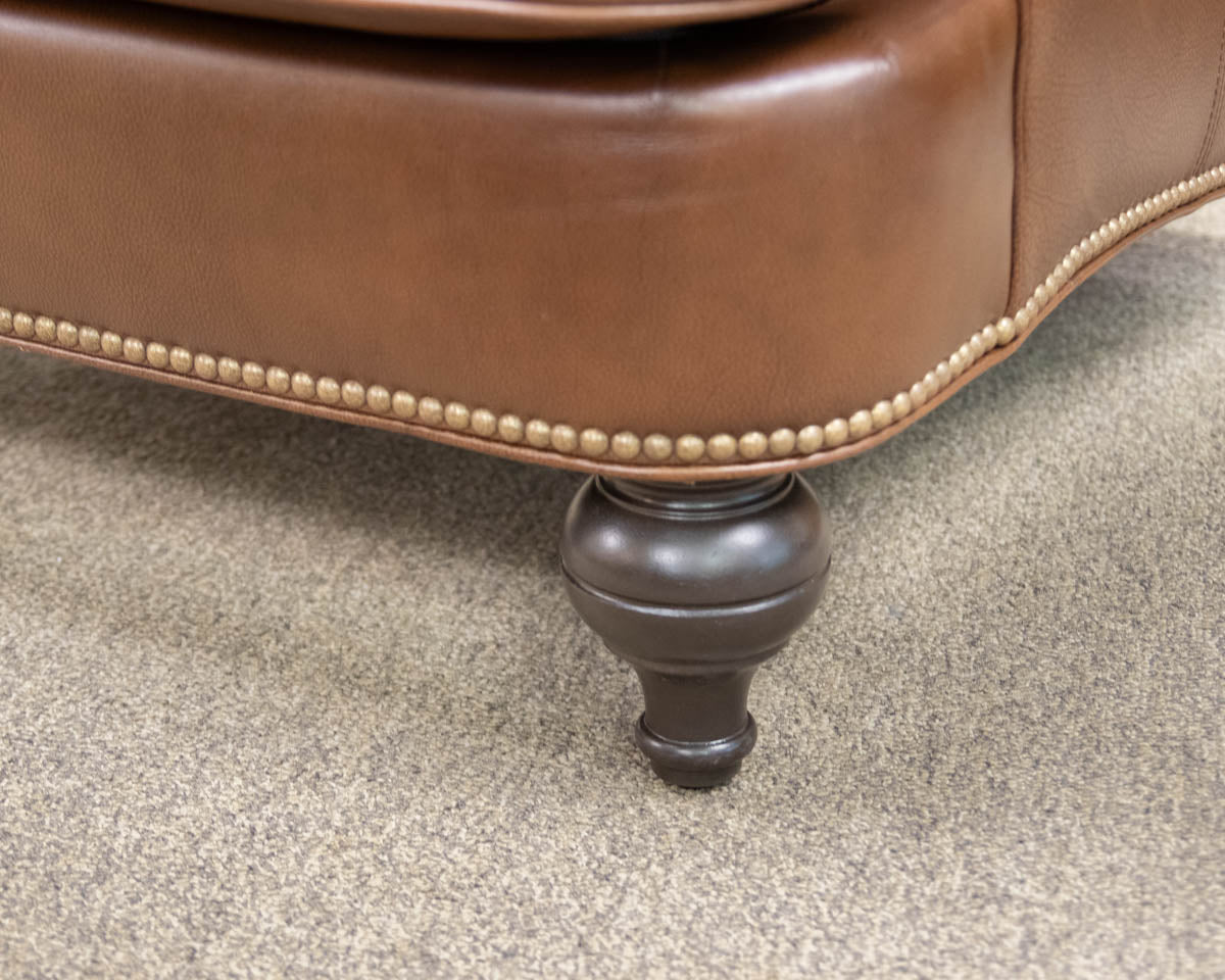 Ethan Allen 'Shaw' Leather Arm Chair & Ottoman