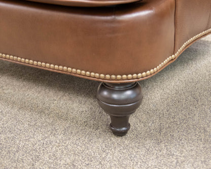 Ethan Allen 'Shaw' Leather Arm Chair & Ottoman