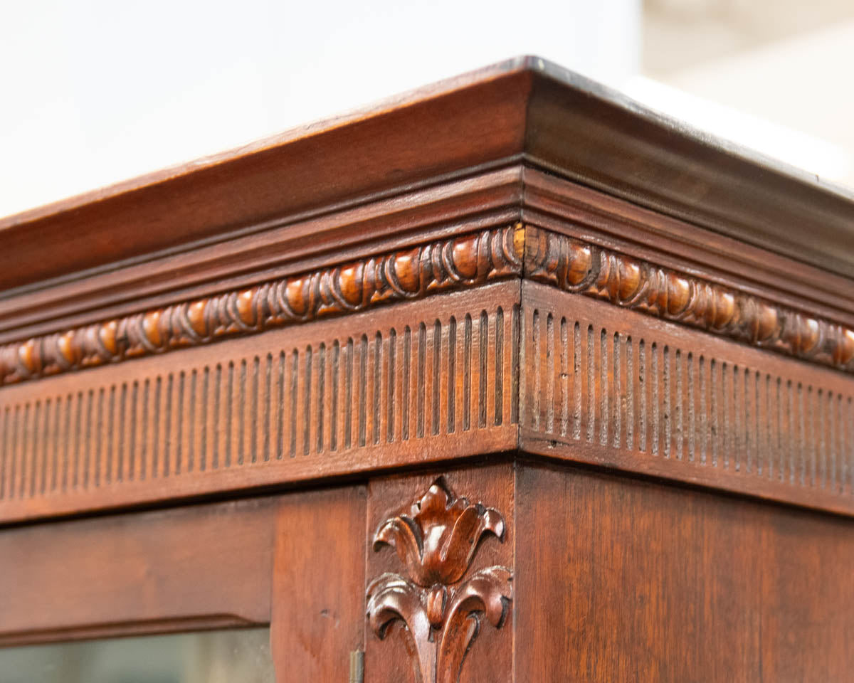 Mahogany Bookcase W/ Glass Doors