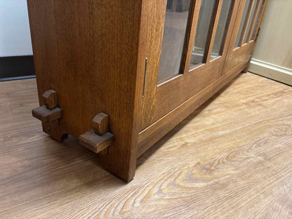 Stickley Mission-Style Double Bookcase with Glass Doors