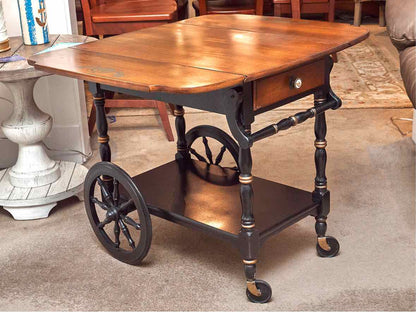 Hitchcock Maple & Black Stenciled Drop Leaf Tea Wagon