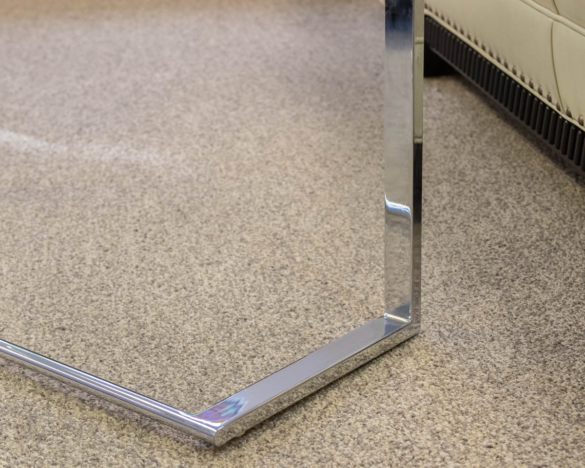 Glass Sleek Coffee Table W/ Chrome Angular Base