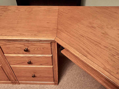 Unfinished Business Oak  Corner Desk with 6 File Drawers