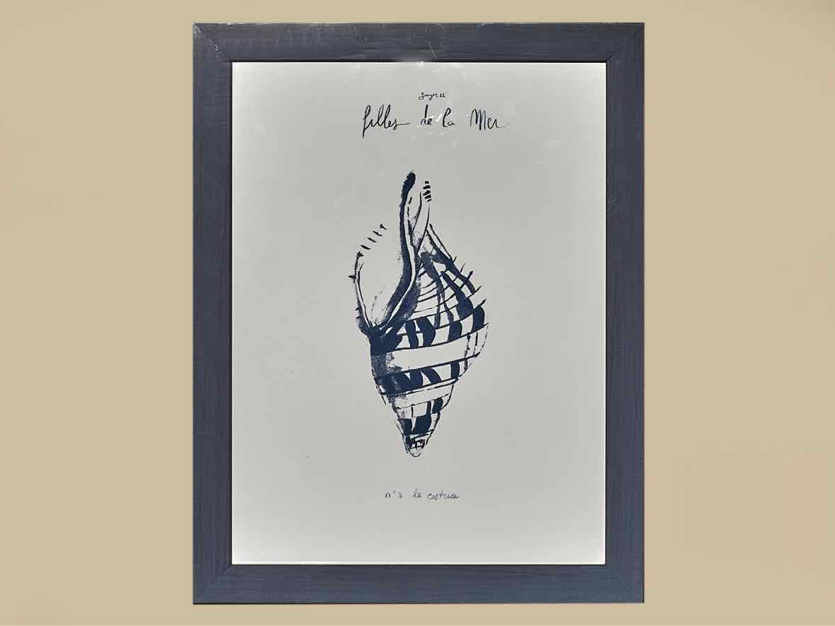 'Filles De La Mer IV' Navy Finish Frame Print
