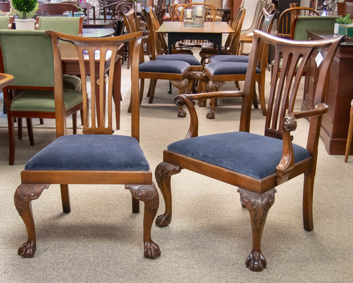 Set of 8 Mahogany Chippendale Dining Chairs with Ball & Claw Feet