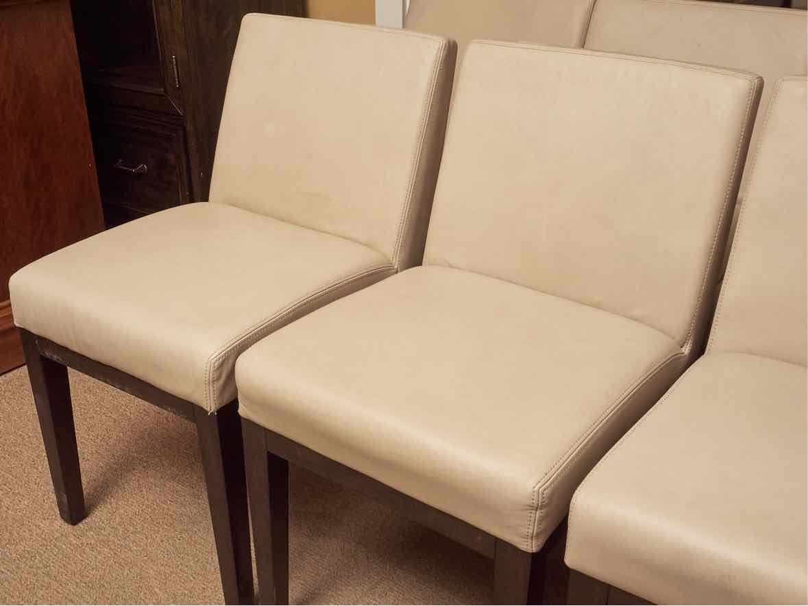 Set of 6 RH Morgan Side Dining Chairs in Dove Grey Leather