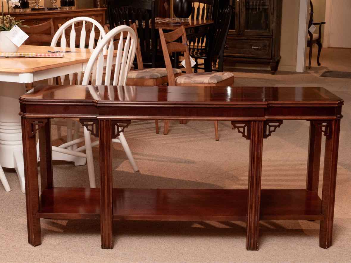 Lane Furniture Mahogany Chinoiserie Style  Console Sofa Table