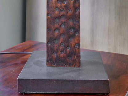 Metal Square Column Table Lamp with Hair-on-Hide Shade