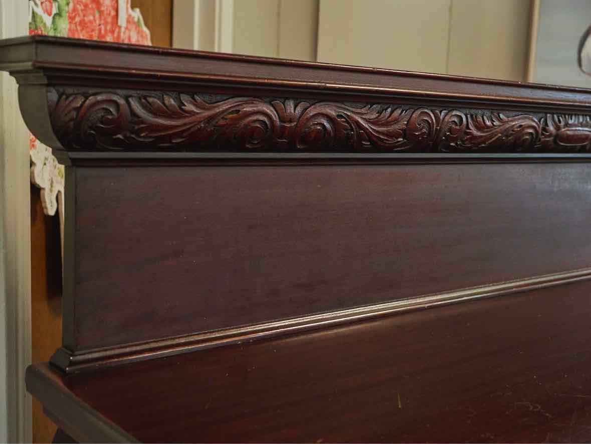 Carved Open Server with Backsplash in Dark Finish Mahogany