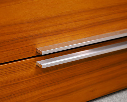 Contemporary Black Lacquer and Walnut Nesting Media Console