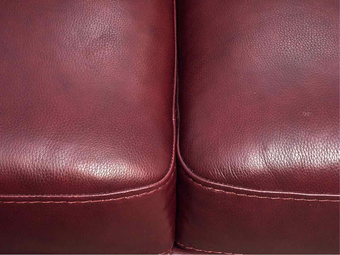Red Vinyl 3 Attached Cushion Sofa