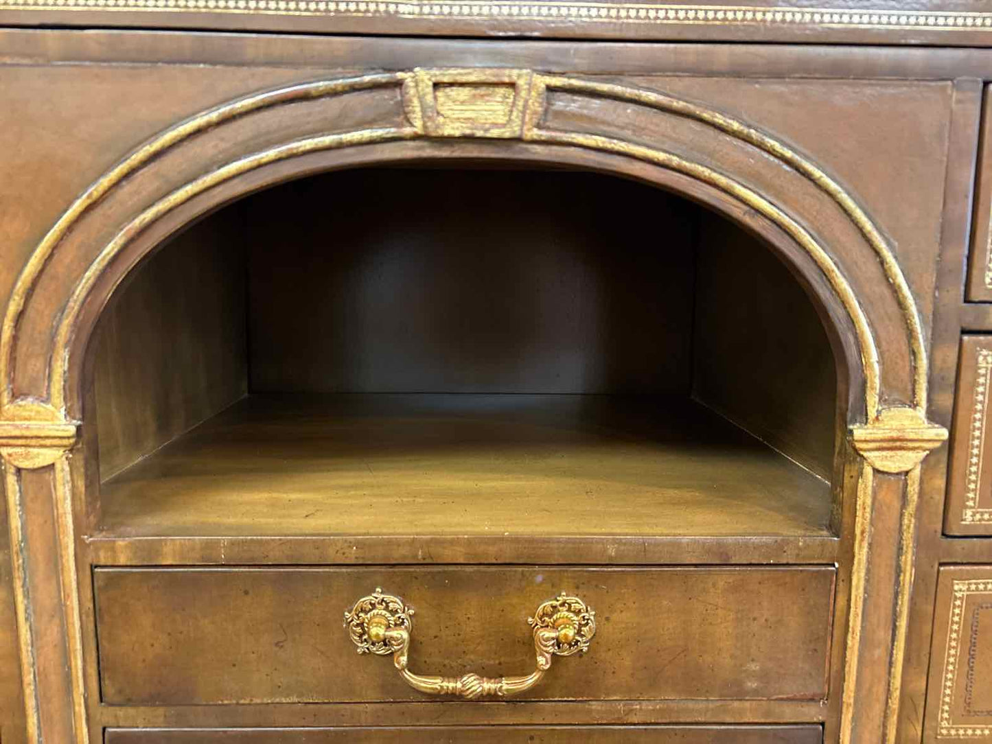 Maitland-Smith Biedermeier-Style Leather Secretary Desk