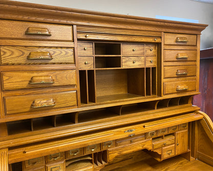 National Mt. Airy Three Piece Oak Roll Top Desk