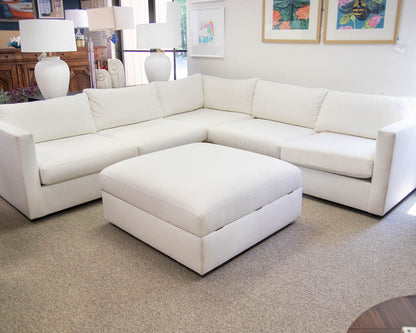 Pottery Barn 'Jake' Three Piece Square Sectional W/ Storage Ottoman
