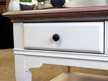 Cocktail Table on Casters with Driftwood Finish Top and White Base