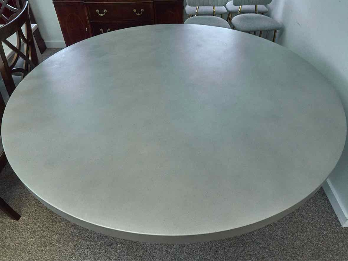 RH  French Country  Beam Grey Concrete & Teak Dining Table