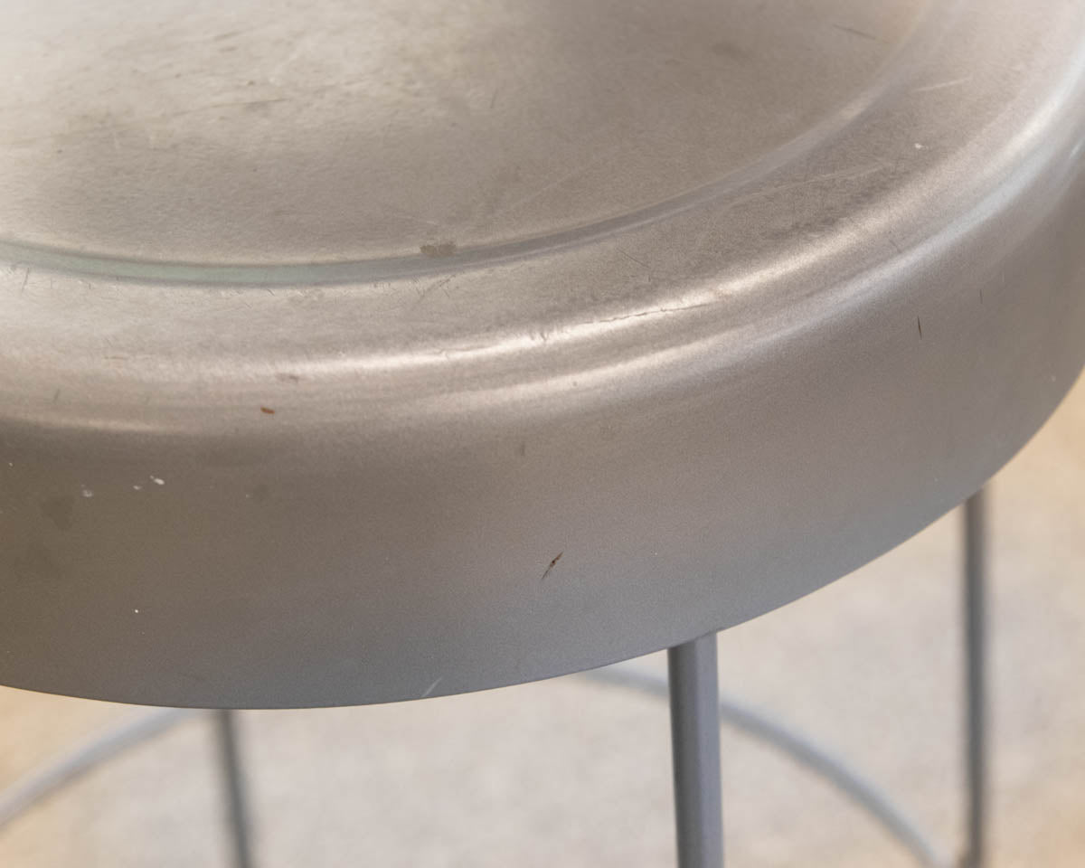 Pair of Silver Finish Metal Counter Stools