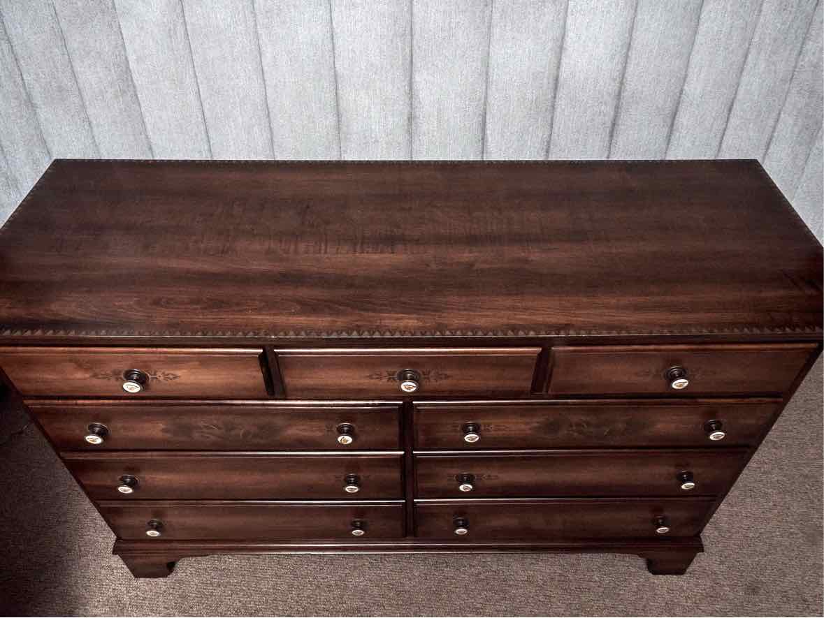 Hitchcock  Maple 9 Drawer Dresser with Stenciling