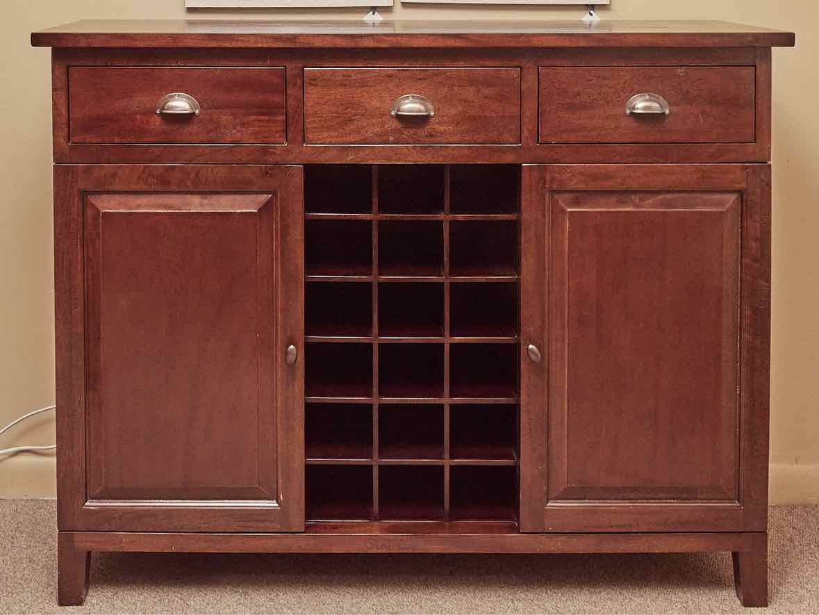 Boston Interiors Mahogany 3 Drawer & 2 Door Sideboard with Wine Bottle Rack