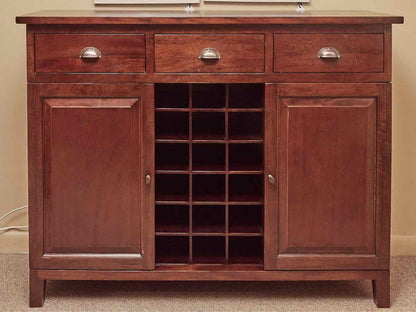 Boston Interiors Mahogany 3 Drawer & 2 Door Sideboard with Wine Bottle Rack